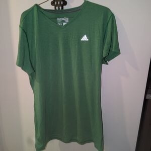 Adidas Men's Green V-Neck T-Shirt